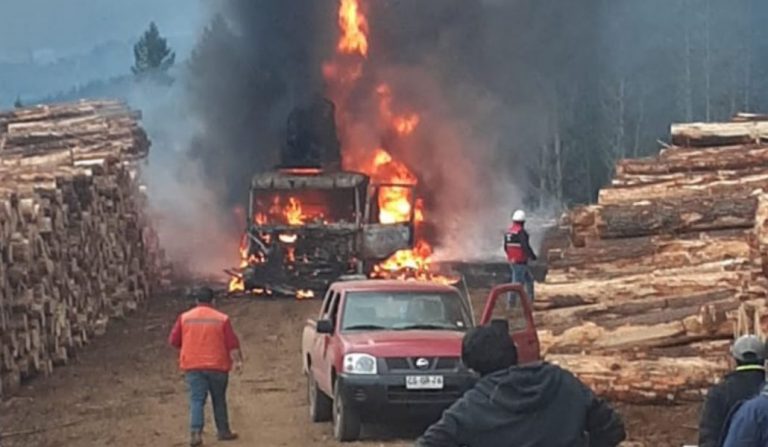 Registran ataque incendiario en Toltén: desconocidos destruyeron máquinas de una forestal