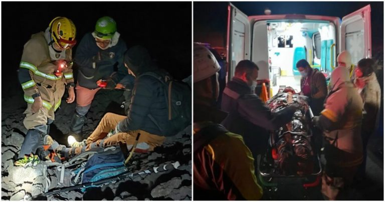 Bomberos rescatan a persona lesionada en el volcán Antuco a 2.600 m.s.n.m