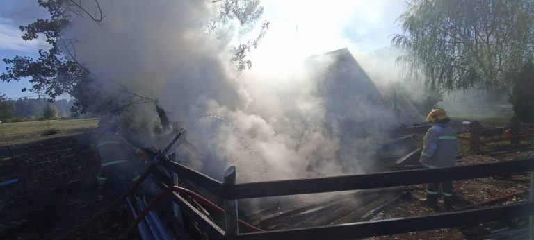 Incendio en Los Saltos del Laja destruyó por completo bodega en sector El Litre
