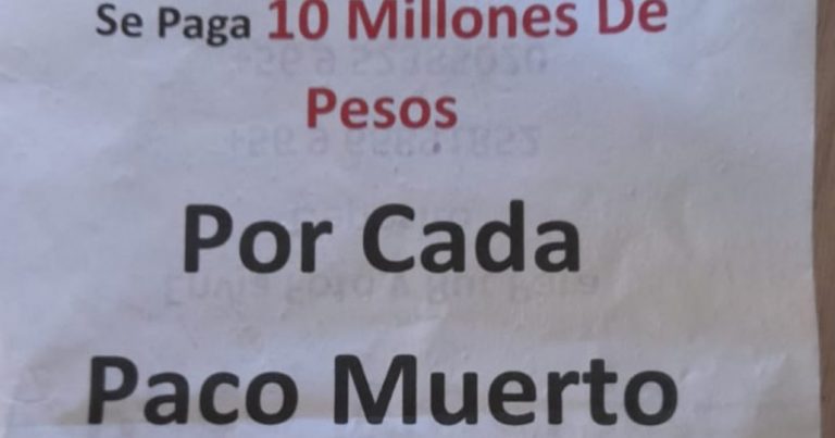 «Se paga 10 millones por cada paco muerto»: Precupante panfleto en Cabrero