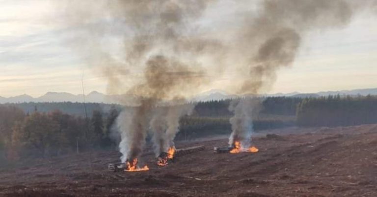 Atentado incendiario en Quilaco afecta a maquinaria forestal