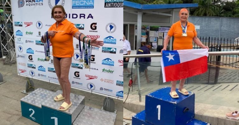Nadadora chilena de 87 años gana 10 medallas de oro en Panamericanos de Colombia