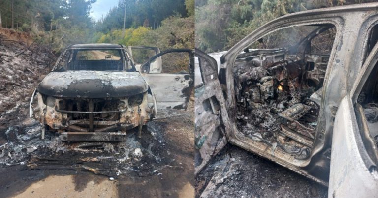 Camioneta fue quemada en un nuevo ataque incendiario en Santa Bárbara