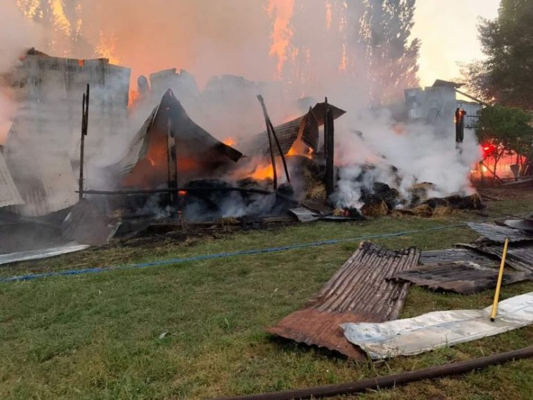Incendio destruyó por completo un galpón en Mulchén
