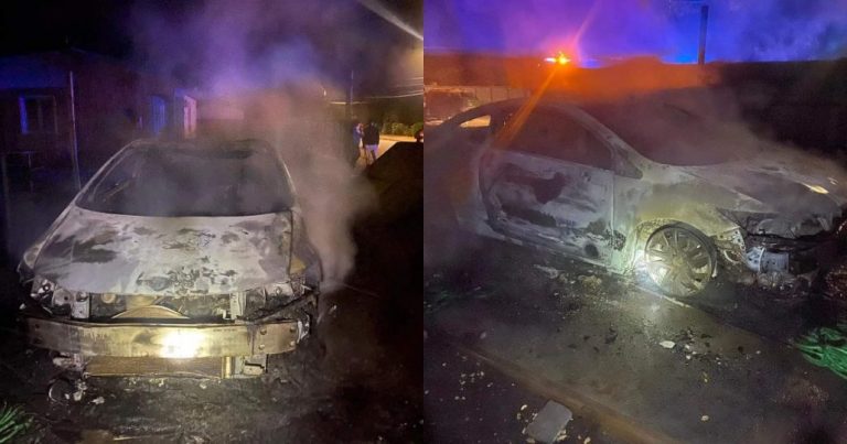 Quilleco: Desconocidos le prendieron fuego a un auto en Canteras
