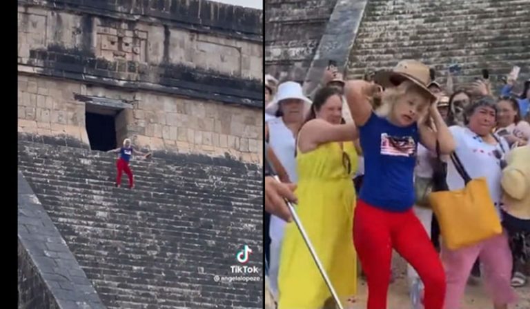 Chistosita casi es linchada tras subir y bailar en templo del Chichén Itzá