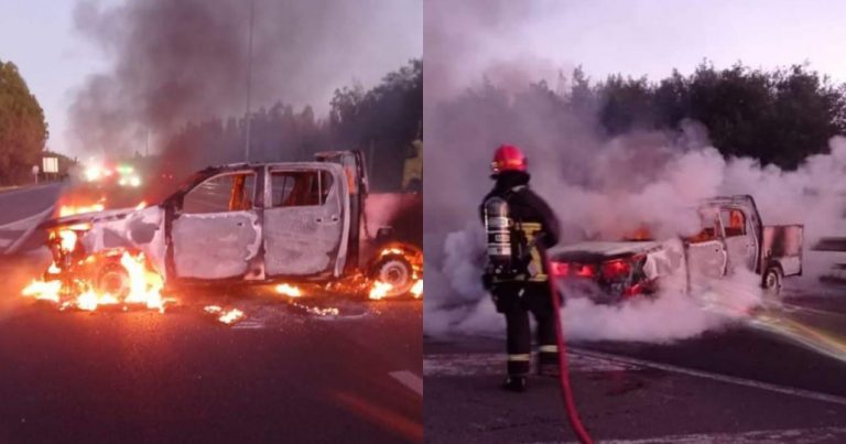 Roban y queman camioneta en la Ruta 5 sur a la altura de Pidima