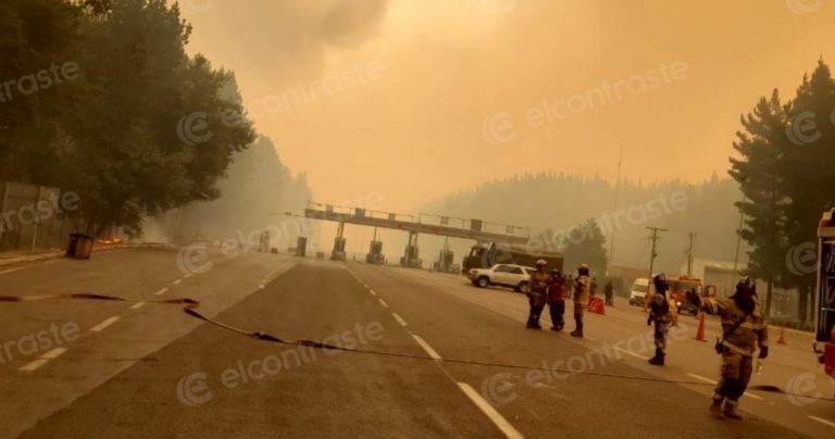 Cortan la Ruta 5 Sur por incendio forestal en Las Maicas