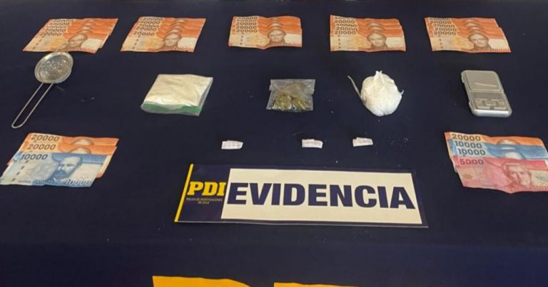 PDI de Cabrero detiene a 3 microtraficantes y decomisa de 1.600 dosis de cocaína