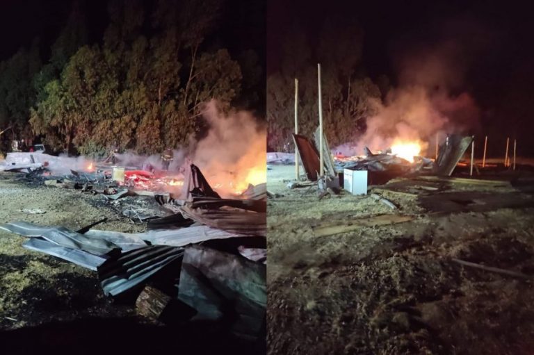 Incendio deja a cinco personas damnificadas en sector rural de Angol