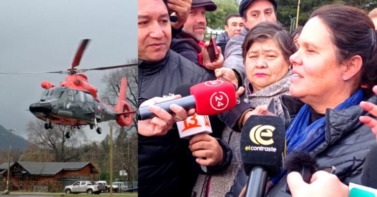 Ministra de Defensa llega a Alto Biobío con helicóptero de la Armada para ayudar en rescates