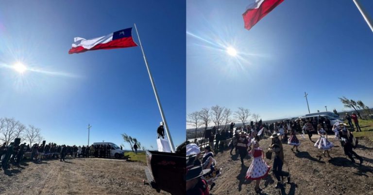 Negrete celebra las fiestas patrias con una bandera de casi 20 metros de altura en el cerro Marimán.