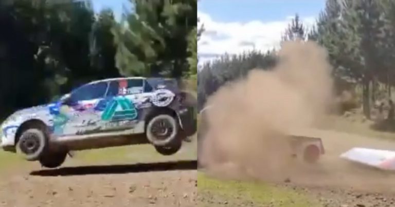 Impresionante vuelco del binomio chileno en el Shakedown del WRC justo en la meta