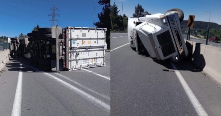 Volcamiento de camión deja a una persona lesionada en la ruta Cabrero-Concepción