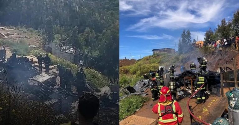 Dos niños mueren tras incendio en el cerro La Cruz de Valparaíso: estaban solos con otro hermano que se salvó