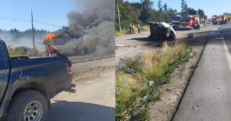 Colisión y posterior incendio de camión deja un fallecido y cuatro lesionados en Malleco