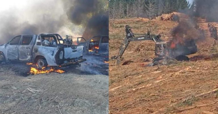 Delincuentes queman al menos nueve vehículos tras atentado incendiario en La Araucanía