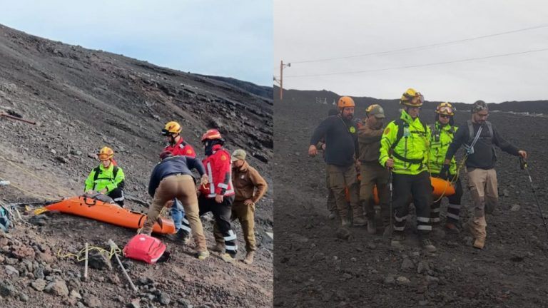 Realizan rescate de lesionados en las faldas del volcán Antuco
