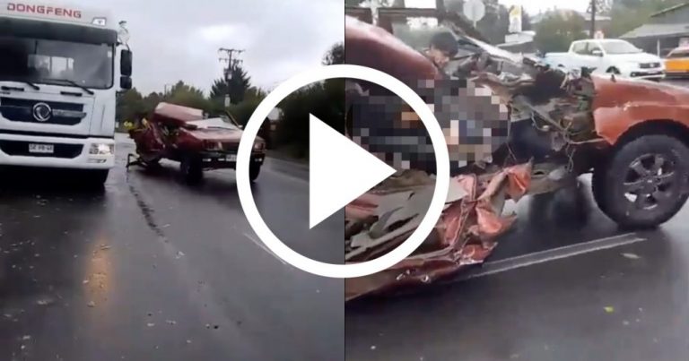 Impactante: Sujeto choca camión y escapa con su copiloto grave en Padre Las Casas