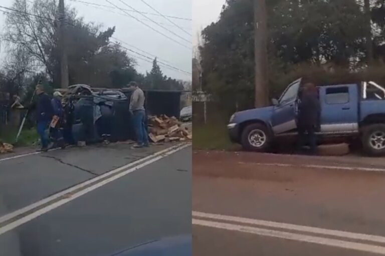 Accidente de tránsito deja un lesionado y un vehículo volcado en Los Ángeles