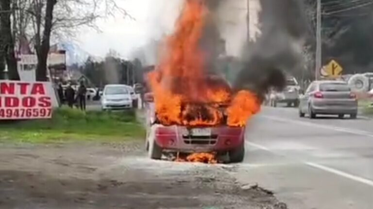 Camioneta terminó completamente destruida tras incendio en sector rural de Los Ángeles