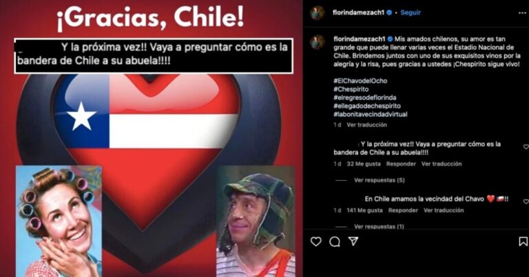 «Gracias a ustedes Chespirito…..»: Florinda Meza dedicó emotivas palabras a Chile tras la re emisión  del «Chavo del 8»