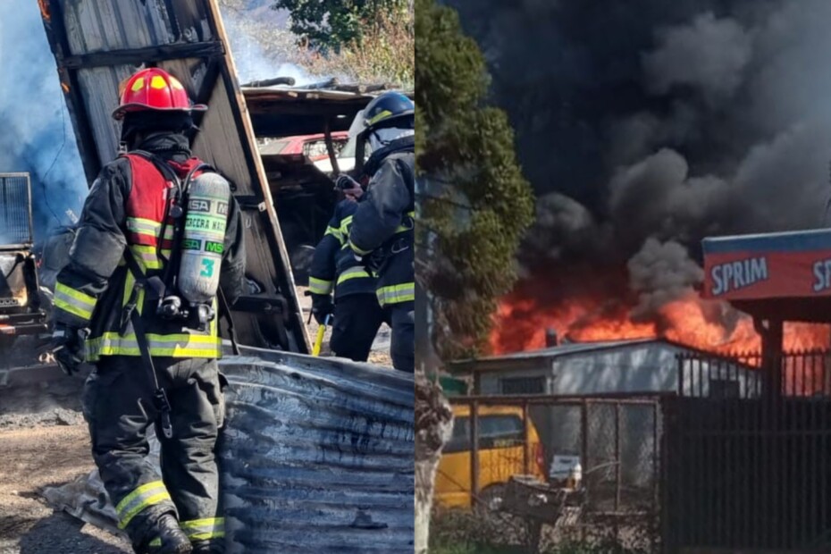 Incendio destruyó taller mecánico y camión en la comuna de Nacimiento