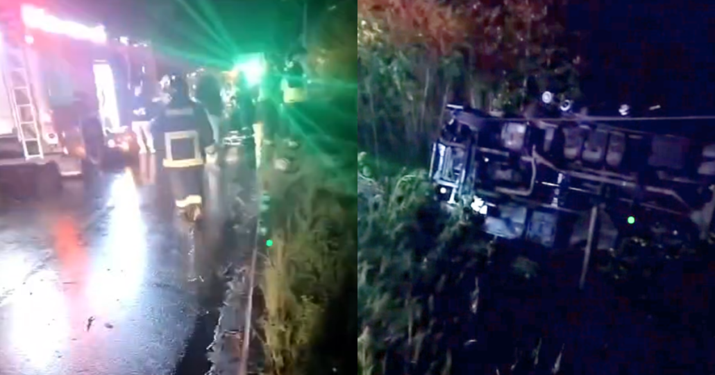 Capturas del trágico volcamiento en Laja