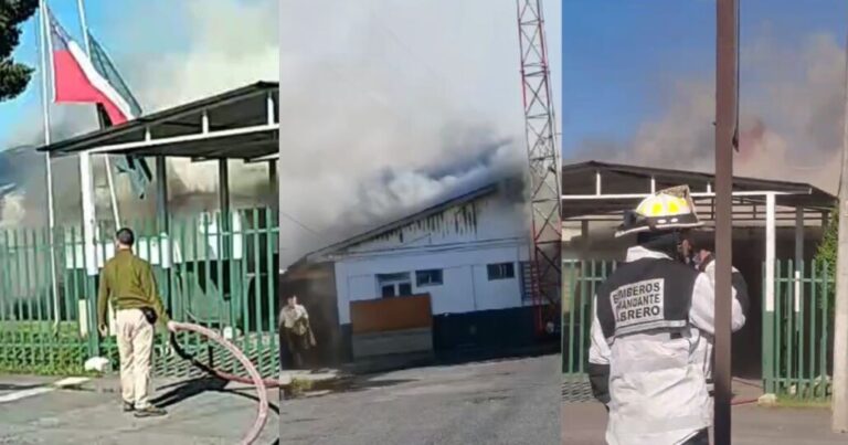 ¡Evacúan a Carabineros! Incendio arrasa con la Subcomisaría de Cabrero, en la Región del Biobío