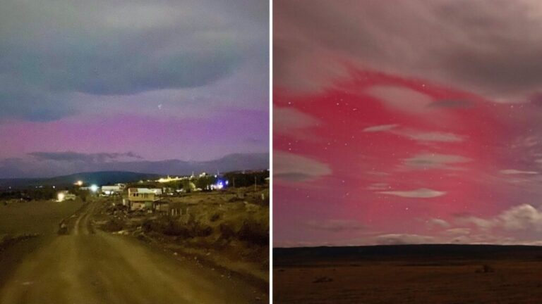 Impresionantes registros: Captan auroras australes en distintos puntos del sur de Chile por tormenta geomagnética