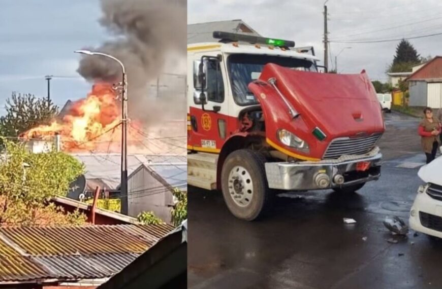 Un accidente de tránsito y una casa quemada: Doble emergencia involucró a un carro de Bomberos en Malleco