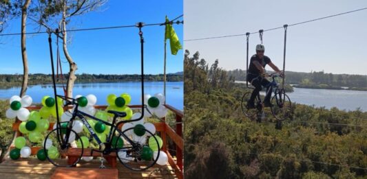 ¿Te atreves a desafiar a la gravedad?: Único Canopy en Bicicleta de Chile está en la Región del Biobío