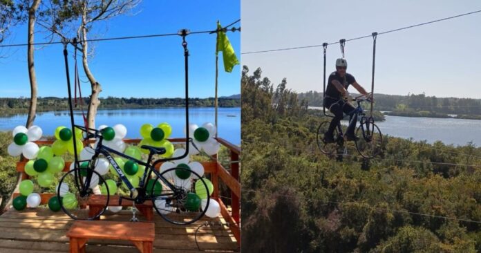 ¿Te atreves a desafiar a la gravedad?: Único Canopy en Bicicleta de Chile está en la Región del Biobío